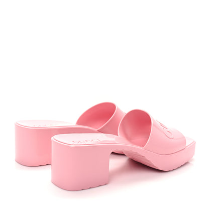 Gucci Rubber Gucci Logo Womens Platform 20/60mm Slide Sandals 41 Wild Rose 4 of 10
