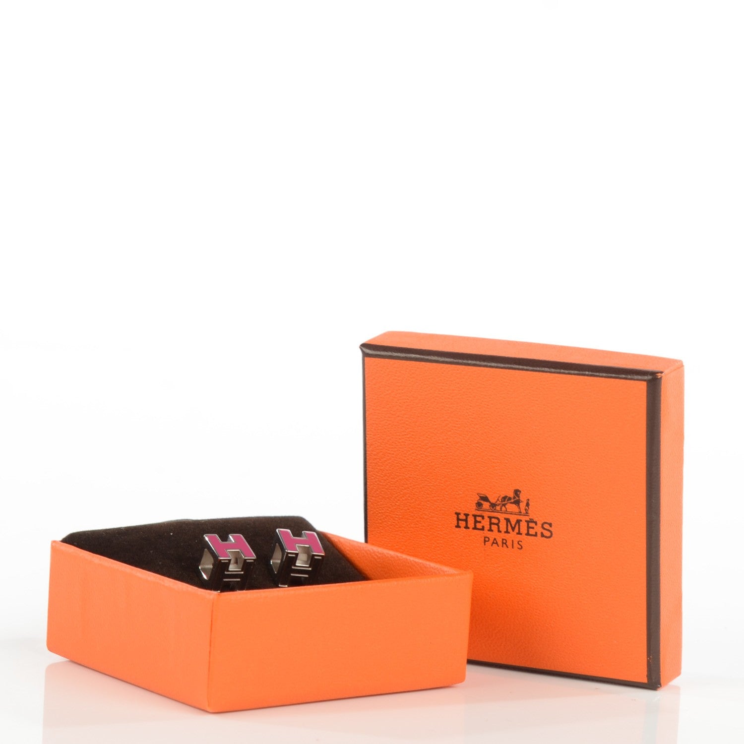 Hermes Palladium Lacquered Cage d'H Earrings 6 of 6