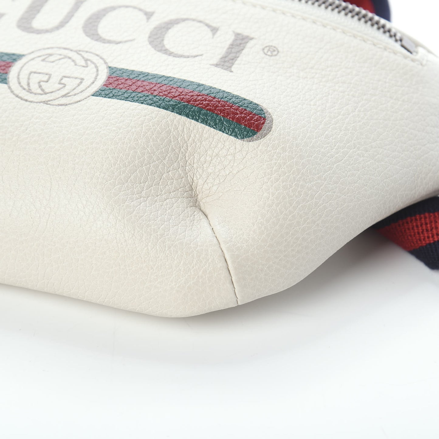 Grained Calfskin Small Logo Belt Bag White