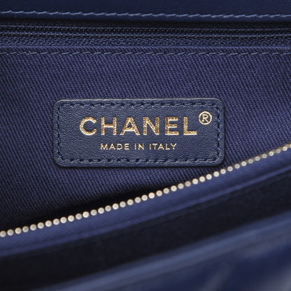 Chanel Aged Calfskin Chevron Quilted Small Coco Handle Flap Navy 5 of 11