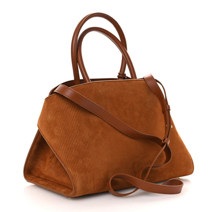 Salvatore Ferragamo Suede Corduroy Medium Hug Bag Natural Nude 3 of 12
