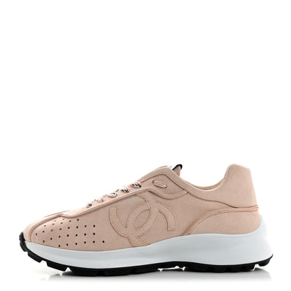 Chanel Suede Goatskin CC Sneakers 39.5 Light Pink 1 of 9