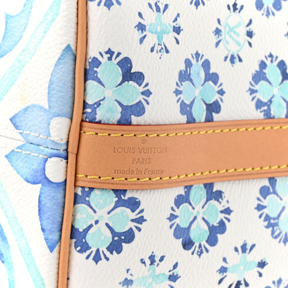 Louis Vuitton Monogram Tiles By The Pool Speedy Bandouliere 25 Lagoon Blue 6 of 9