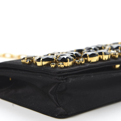 Prada Satin Crystal Chain Wallet Black 5 of 8
