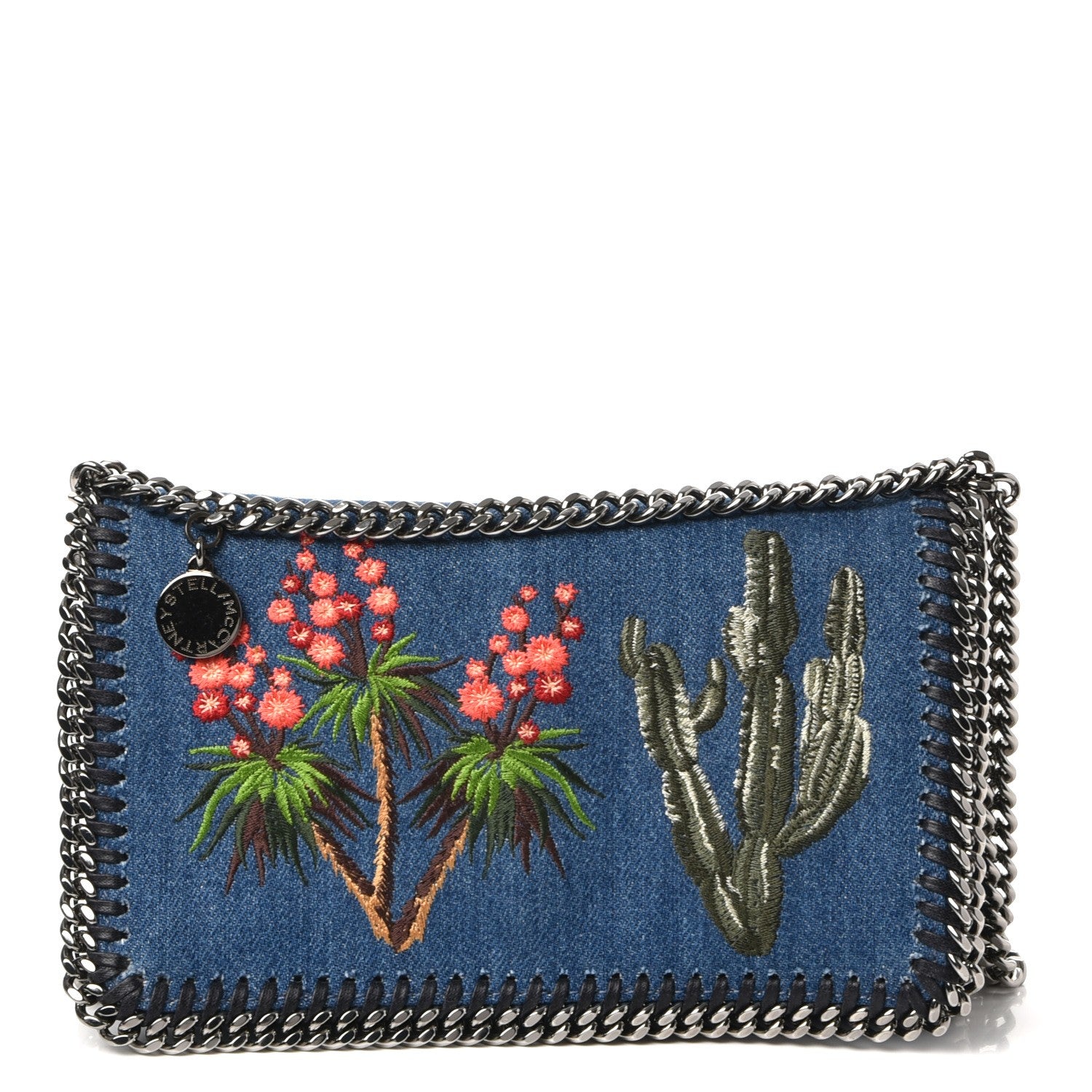 Stella McCartney Eco Denim Embroidered Falabella Crossbody Cerulean 1 of 7