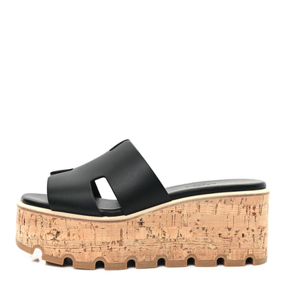 Hermes Calfskin Cork Eze 30 Sandals 35 Black 1 of 10