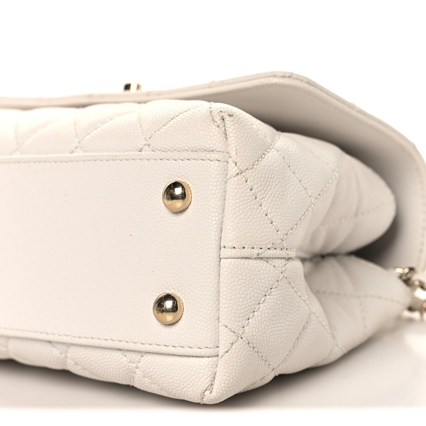 Caviar Quilted Mini Coco Handle Flap White