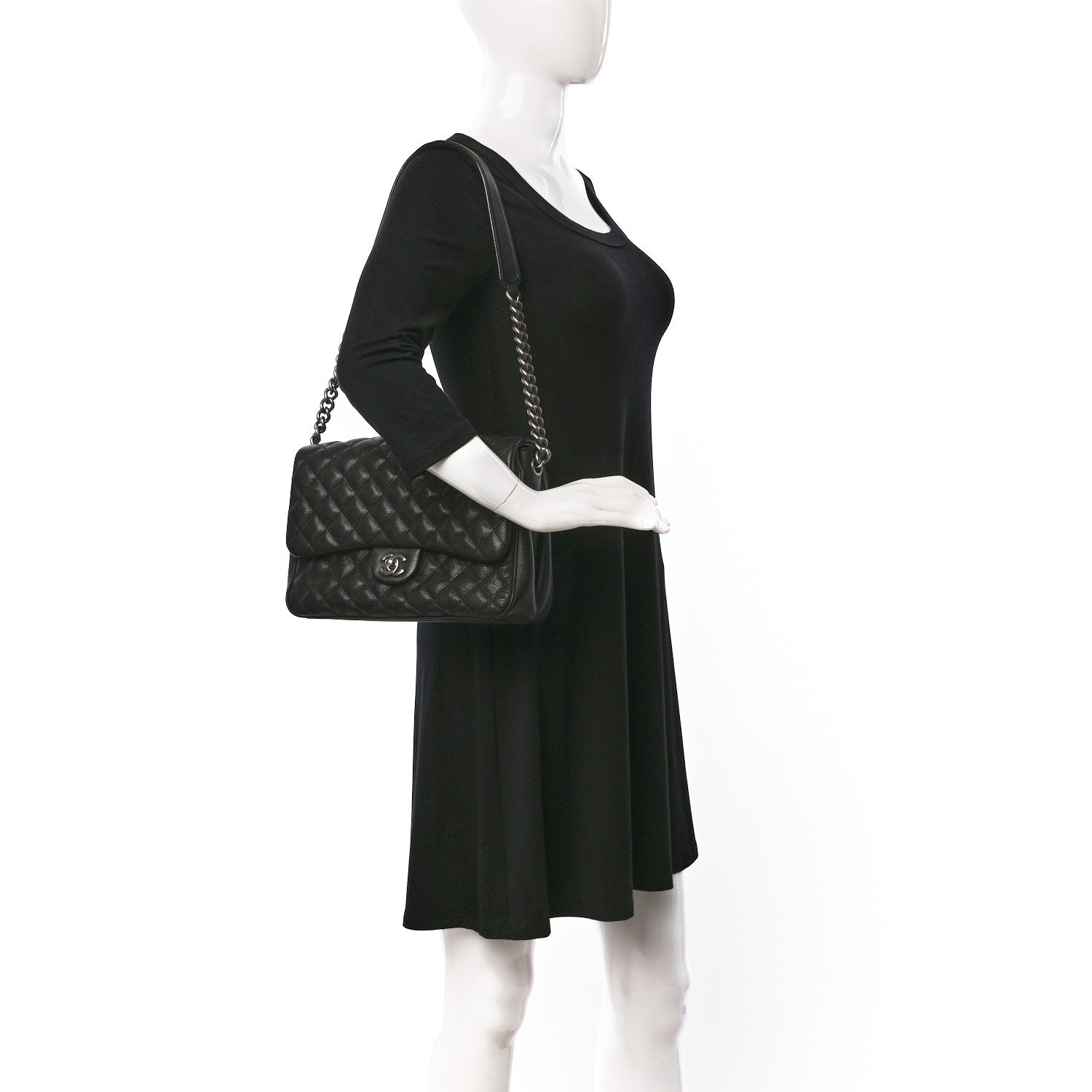 Chanel Caviar Quilted Medium Rock In Rome Single Flap Black 2 of 9