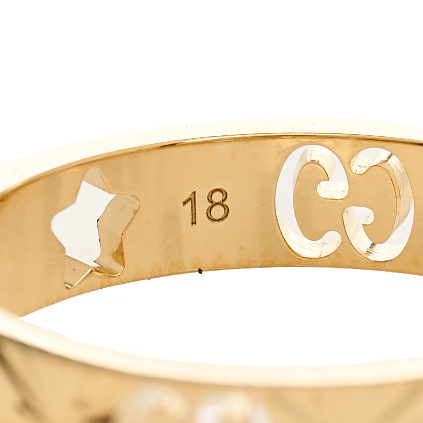 18K Yellow Gold Icon Stars Band Ring 58 8.25