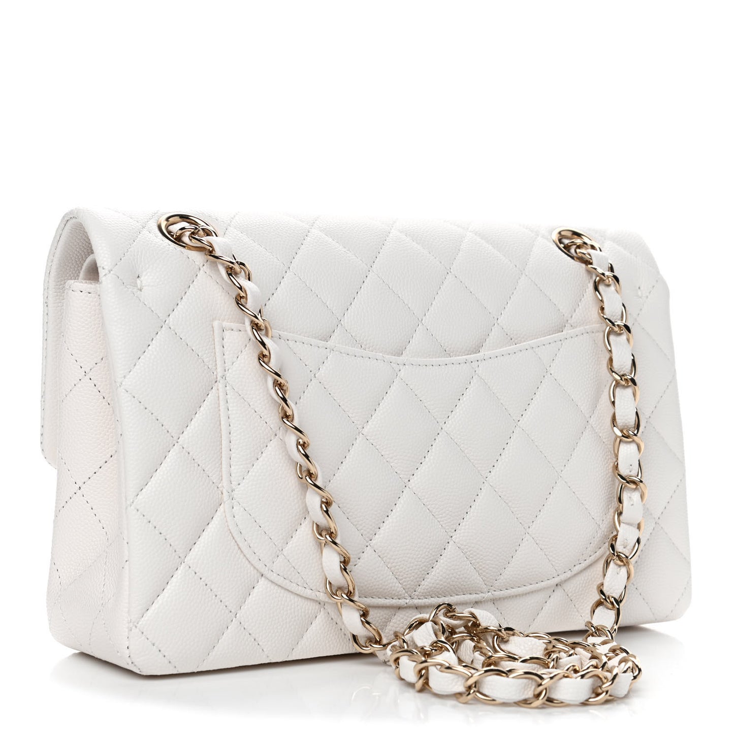 Caviar Quilted Small Double Flap White