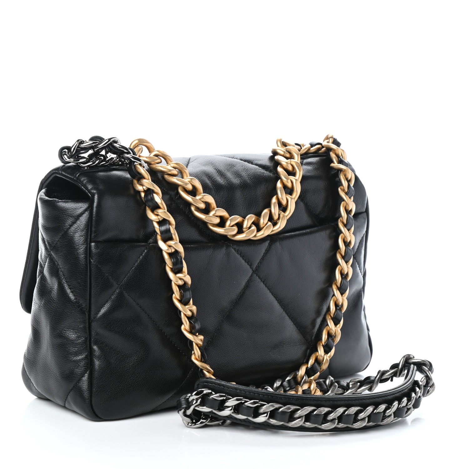 Chanel Shiny Goatskin Quilted Medium Chanel 19 Flap Black 3 of 10