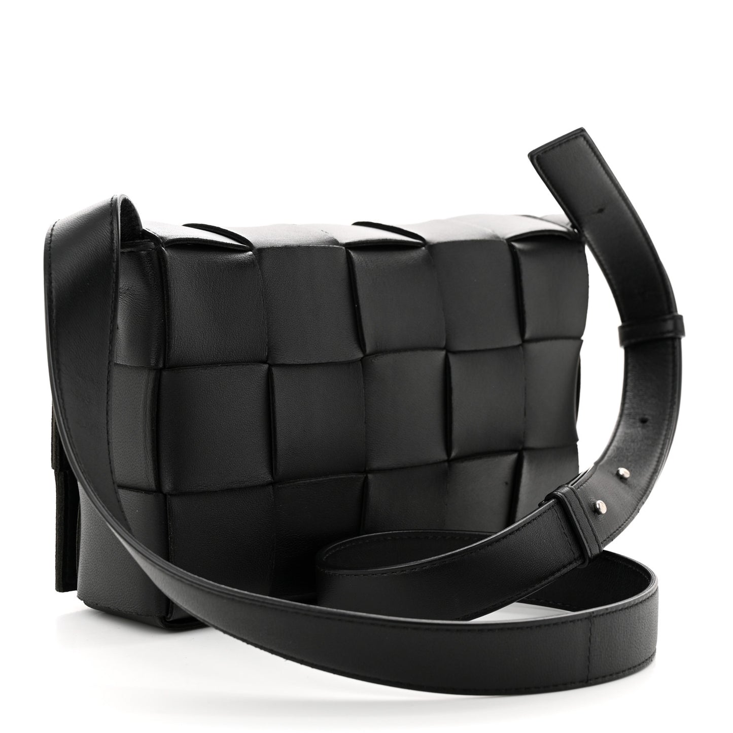 Lambskin Maxi Intrecciato Cassette Crossbody Bag Black