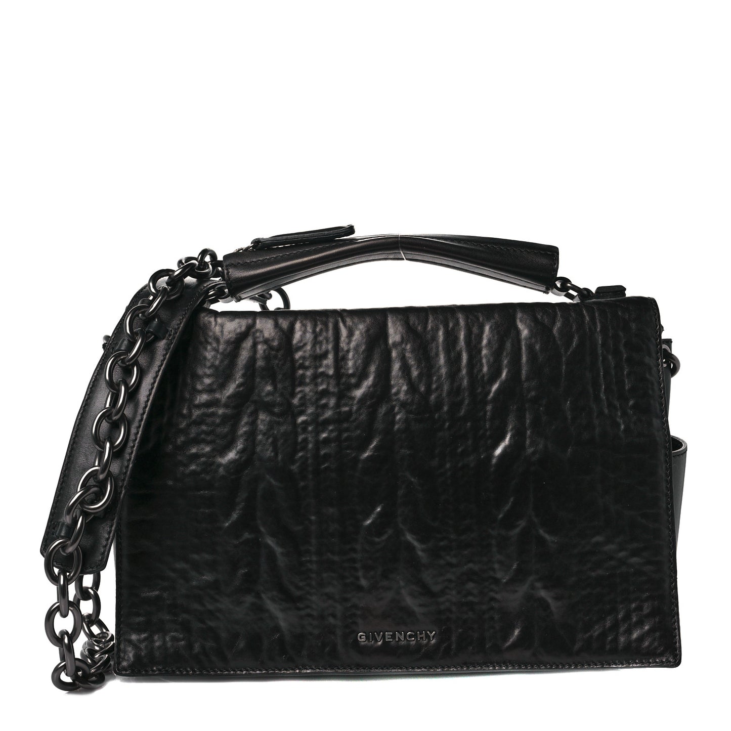 Calfskin Cable Embossed Eve Shoulder Bag Black