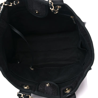 Chanel Mixed Fibers Calfskin Striped Medium Deauville Tote Black 5 of 10