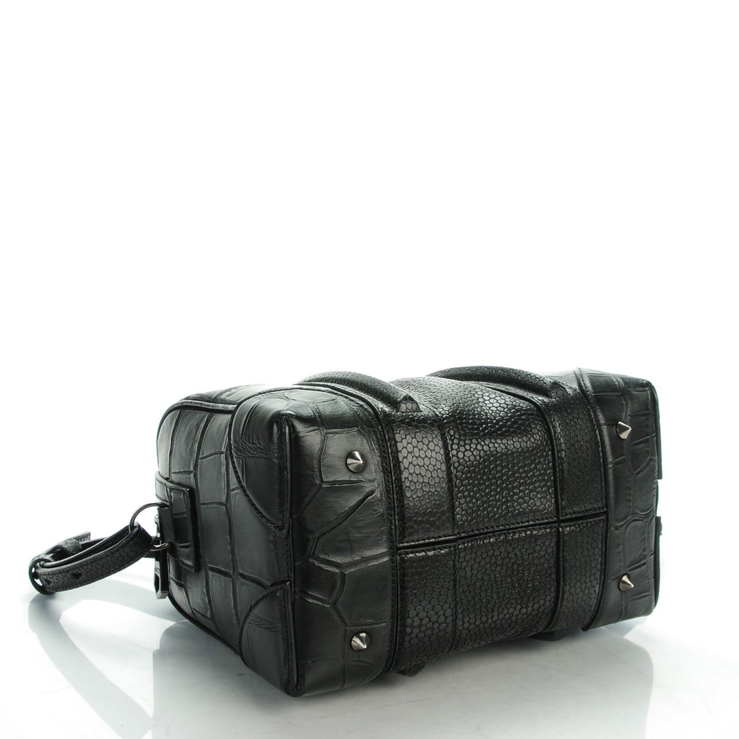Calfskin Crocodile Embossed Mini Lucrezia Black