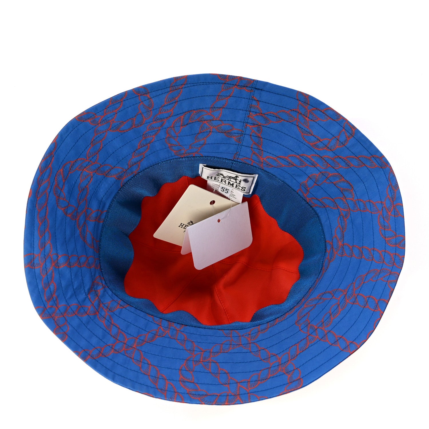 Hermes Toile Technique Cordage Womens Alma Bucket Hat 55 Bleu Zanzibar 4 of 8