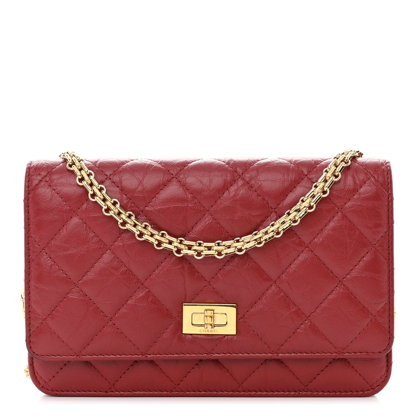 Aged Calfskin Quilted Reissue Wallet On Chain WOC Red