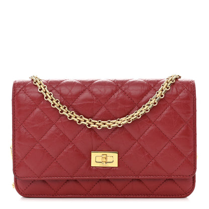 Chanel Aged Calfskin Quilted Reissue Wallet On Chain WOC Red 1 of 14