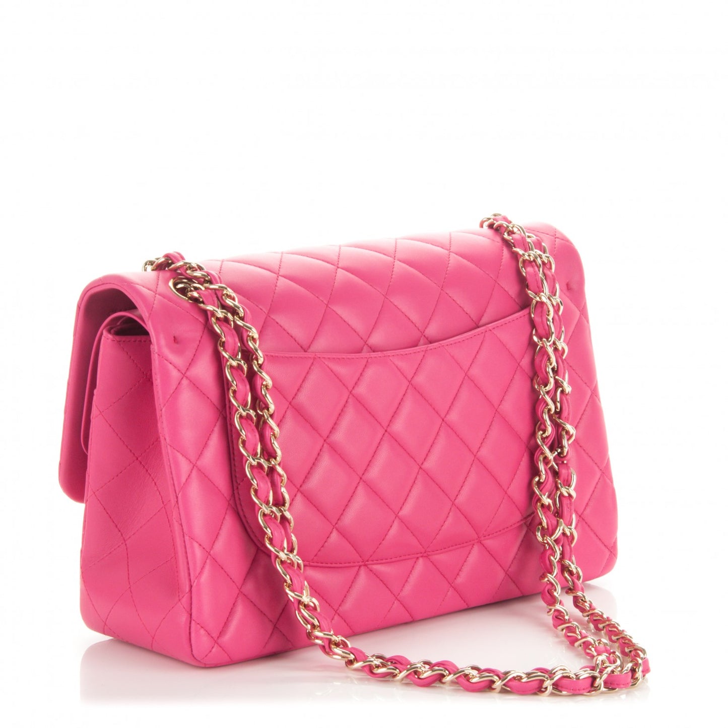 Lambskin Quilted Jumbo Double Flap Fuchsia