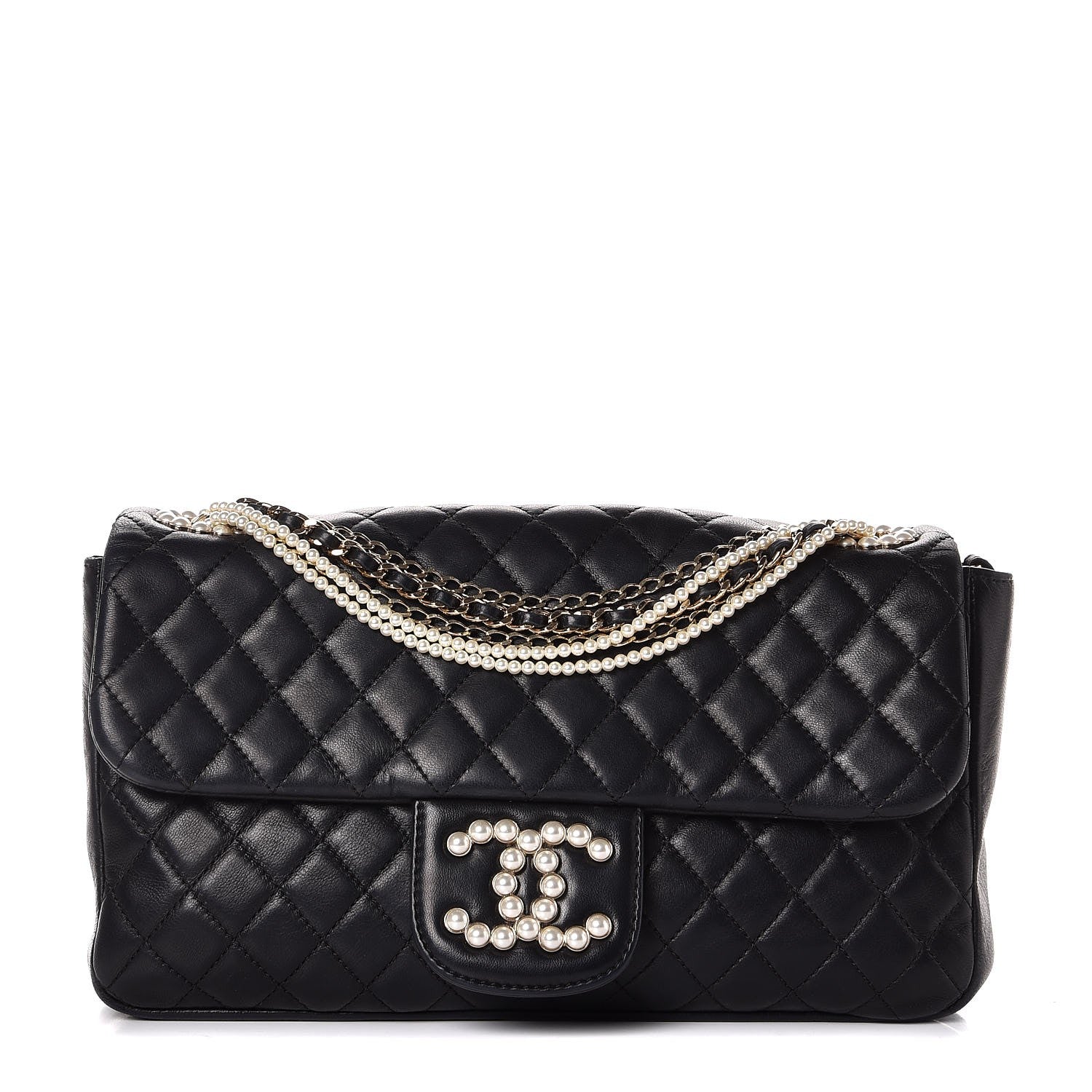 Chanel Lambskin Quilted Medium Westminster Pearl Flap Black 1 of 7