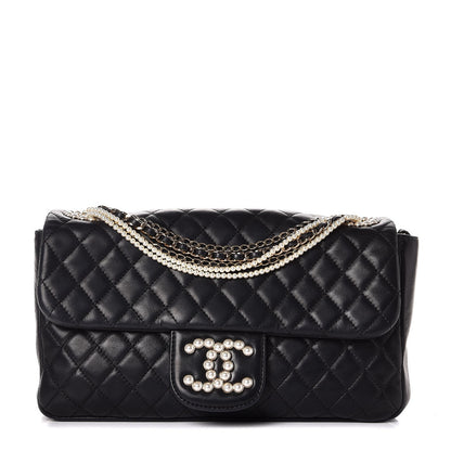 Chanel Lambskin Quilted Medium Westminster Pearl Flap Black 1 of 7