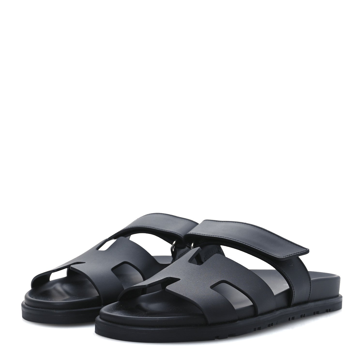 Hermes Calfskin Womens Chypre Sandals 37 Black 4 of 11