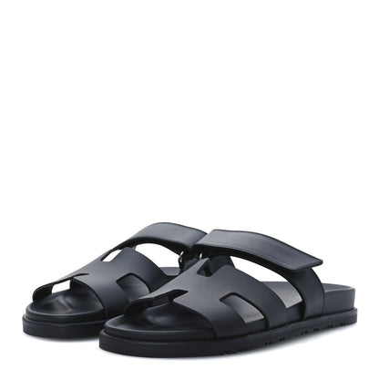 Hermes Calfskin Womens Chypre Sandals 37 Black 4 of 11