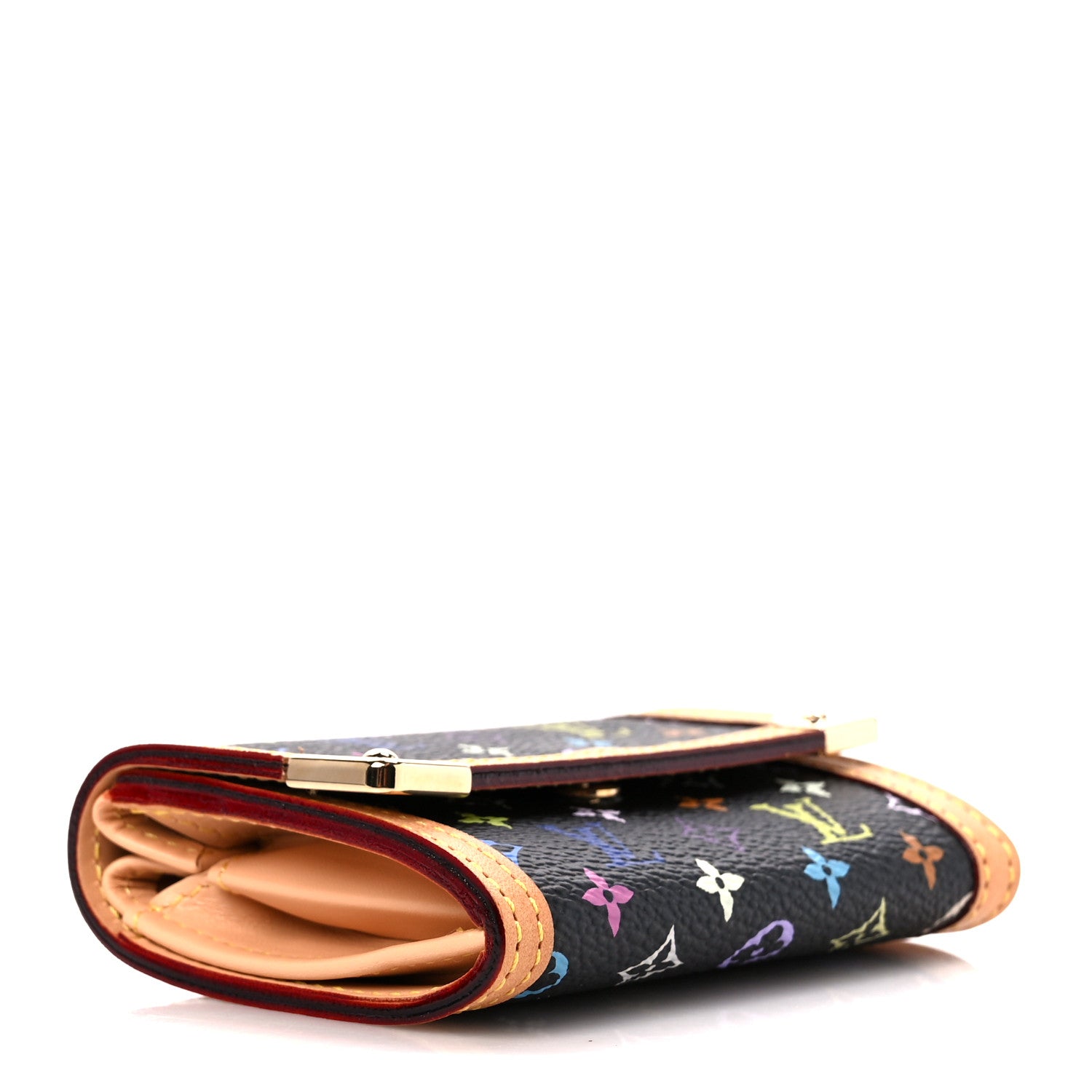 Louis Vuitton Monogram Multicolor Porte-Monnaie Plat Coin Purse Black 4 of 10