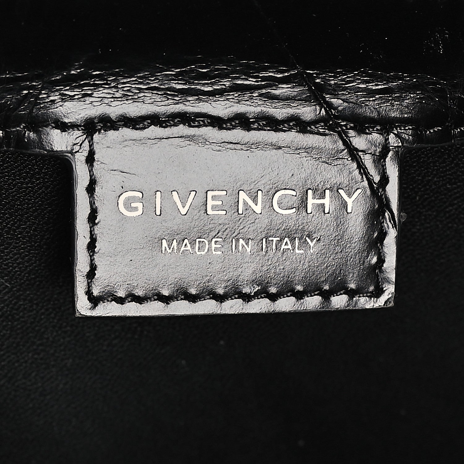 Givenchy Calfskin Crocodile Embossed Large Cut Out Shoulder Bag Black 6 of 8