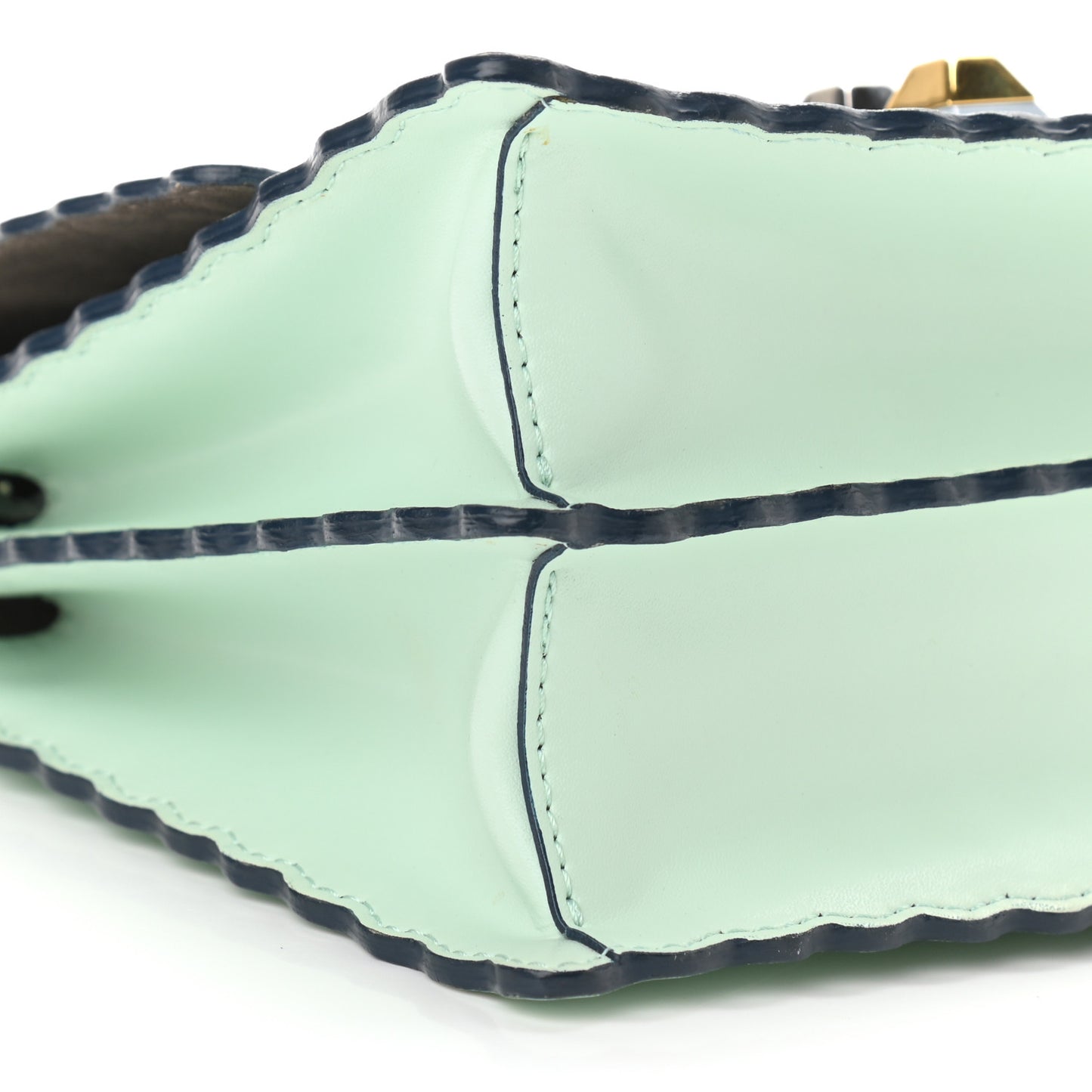 Vitello Liberty Scalloped Studded Small Kan I Shoulder Bag Fairy Green