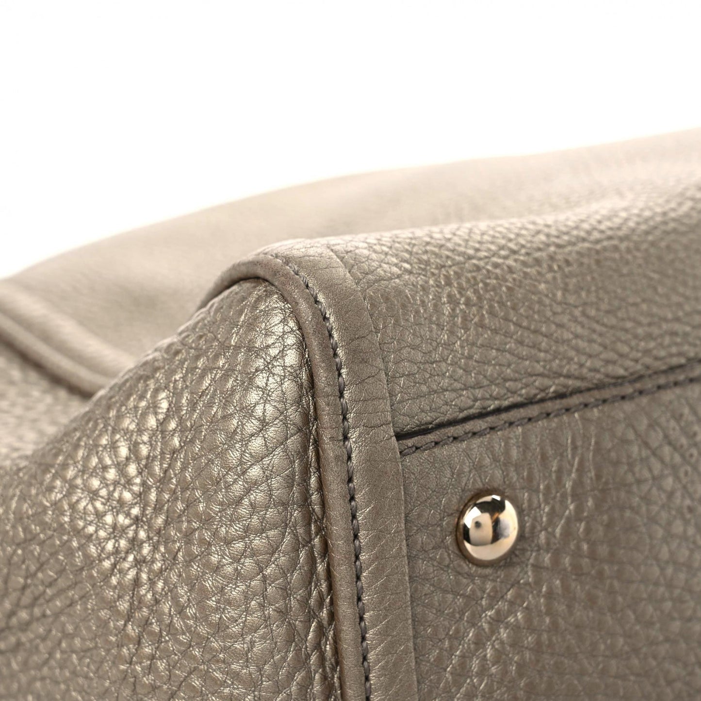 Metallic Pebbled Calfskin Medium Soho Shoulder Bag Golden Beige