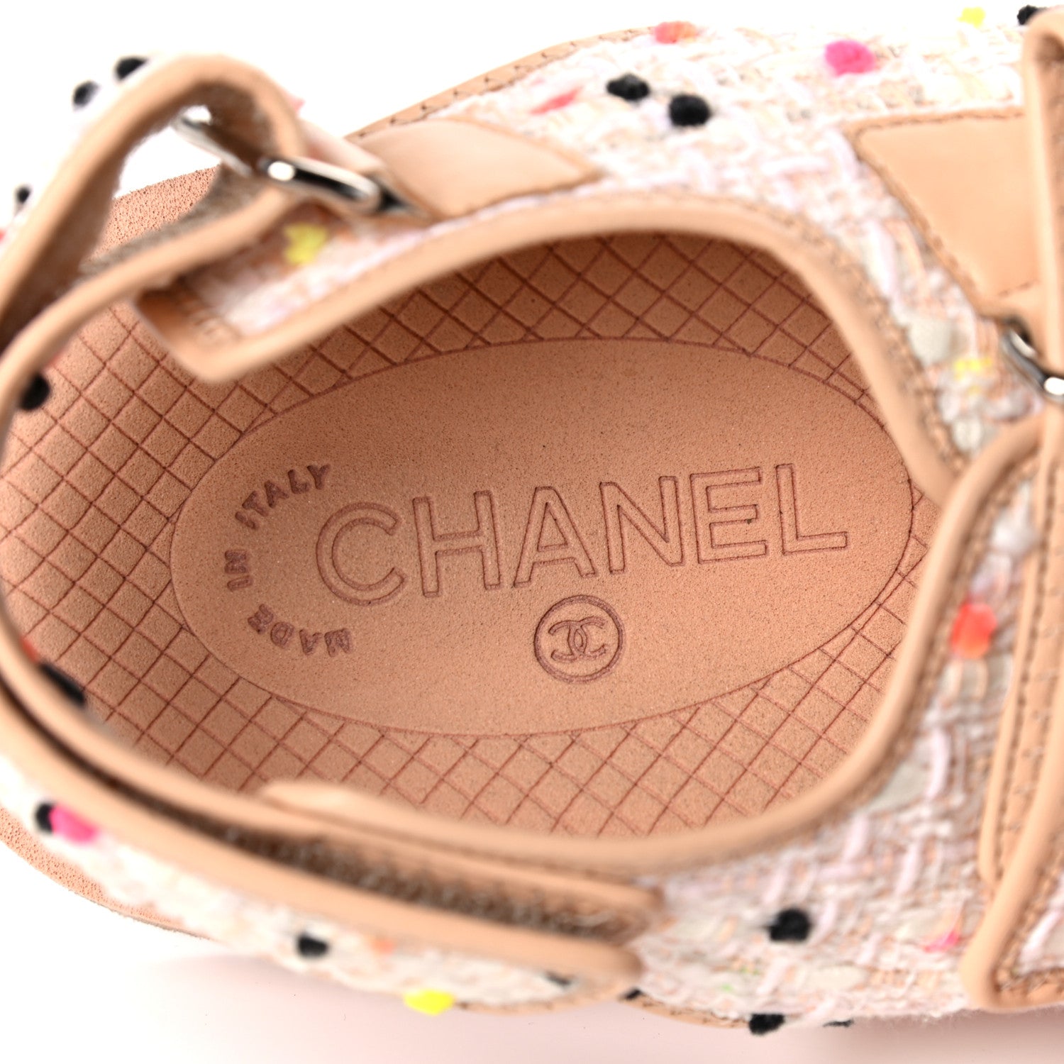 Chanel Tweed Lambskin Dad Sandals 39 Pink Multicolor 9 of 13