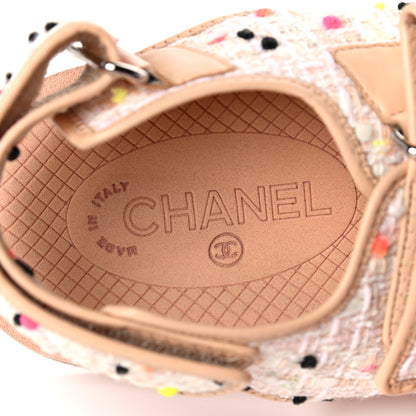 Chanel Tweed Lambskin Dad Sandals 39 Pink Multicolor 9 of 13