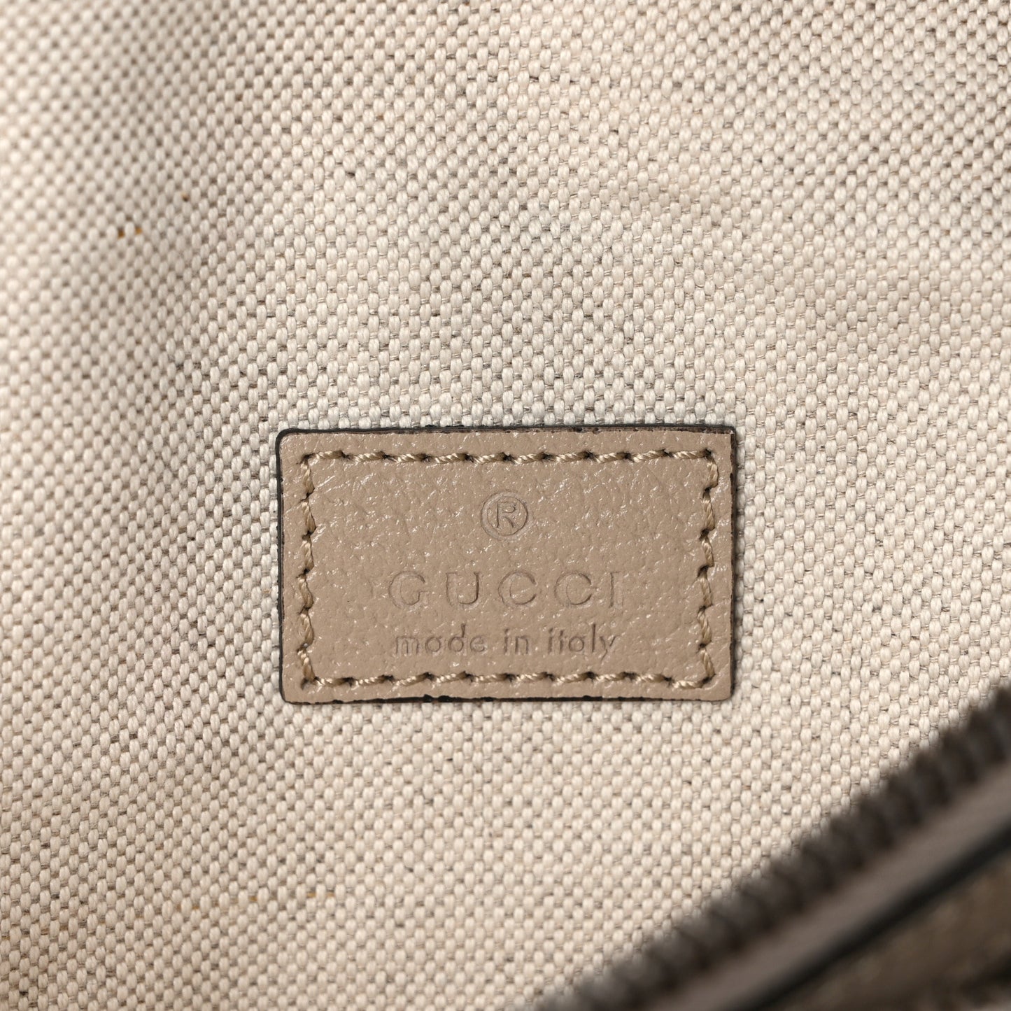 GG Supreme Monogram Textured Calfskin Web Retro Interlocking G Belt Bag Beige Mystic White Oatmeal