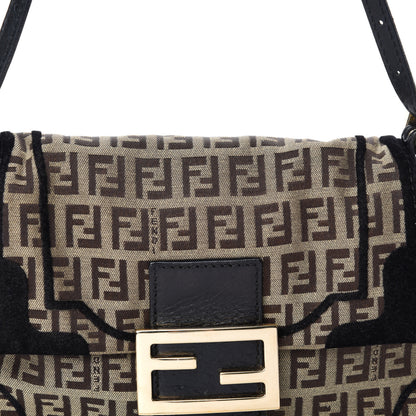 Fendi Zucchino Velvet Vitello Mini Mama Tube Bag Mogano Panna Black 10 of 10