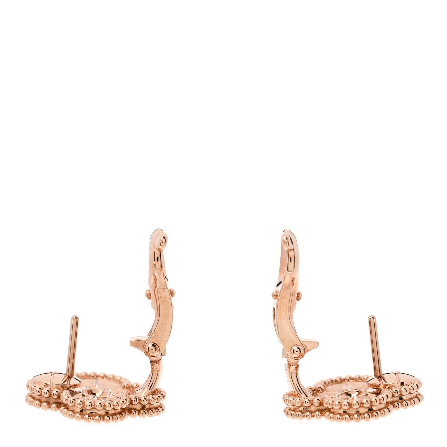 18K Rose Gold Diamond Vintage Alhambra Earrings
