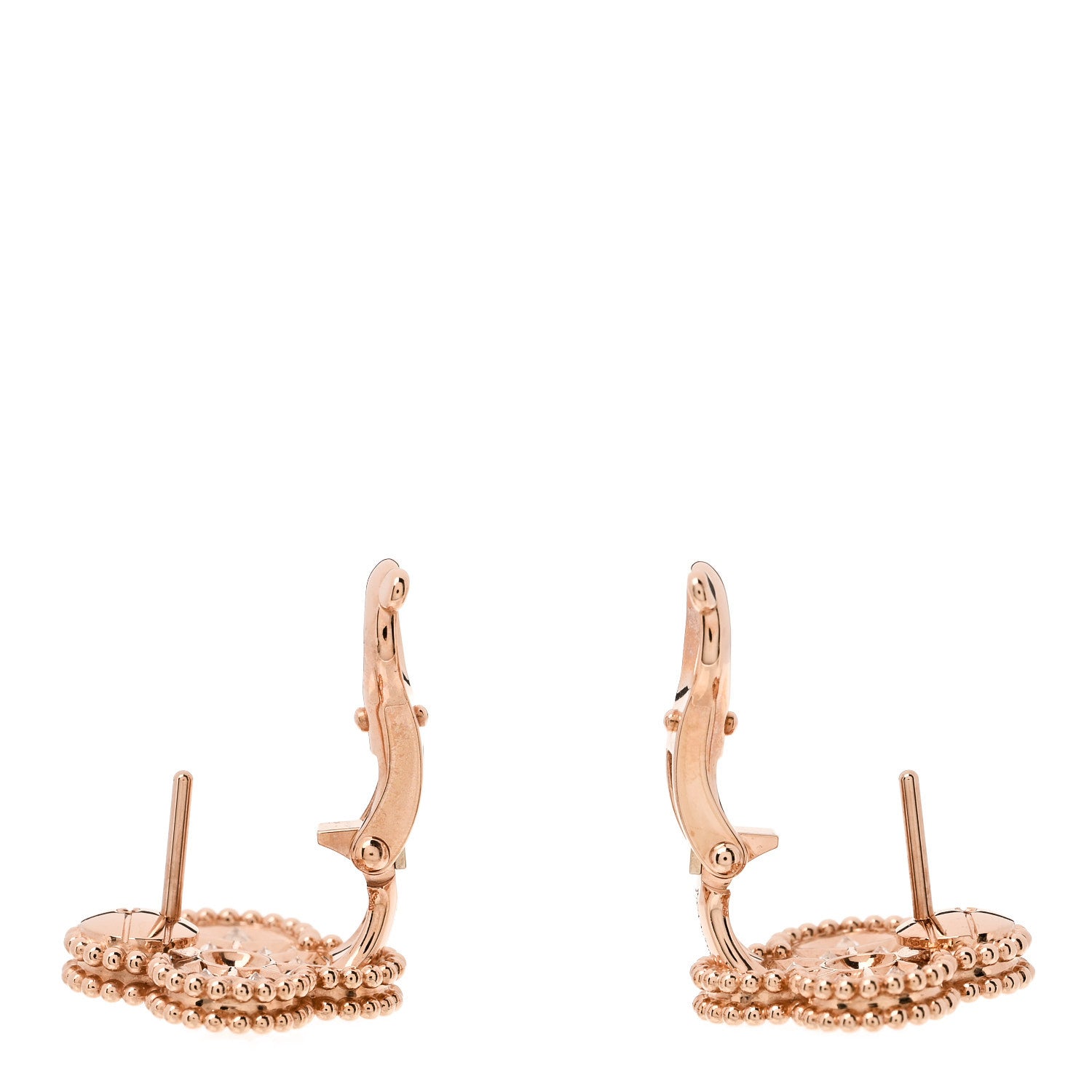 Van Cleef & Arpels 18K Rose Gold Diamond Vintage Alhambra Earrings 3 of 6