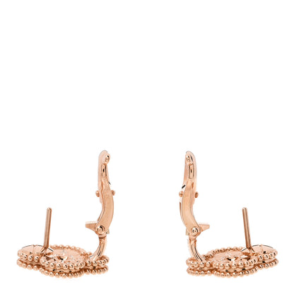 Van Cleef & Arpels 18K Rose Gold Diamond Vintage Alhambra Earrings 3 of 6