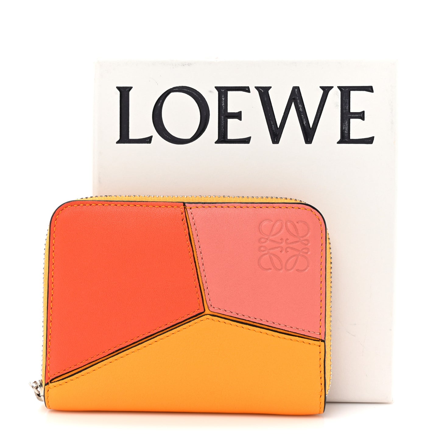 Calfskin Puzzle Zip Around Wallet Yellow Multicolor