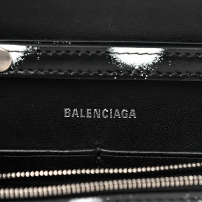 Balenciaga Shiny Box Calfskin Polka Dot Hourglass Chain Bag Black White 6 of 9