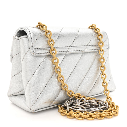 Off-White Metallic Calfskin Diagonal Quilted Jackhammer 17 Shoulder Bag Silver 3 of 13