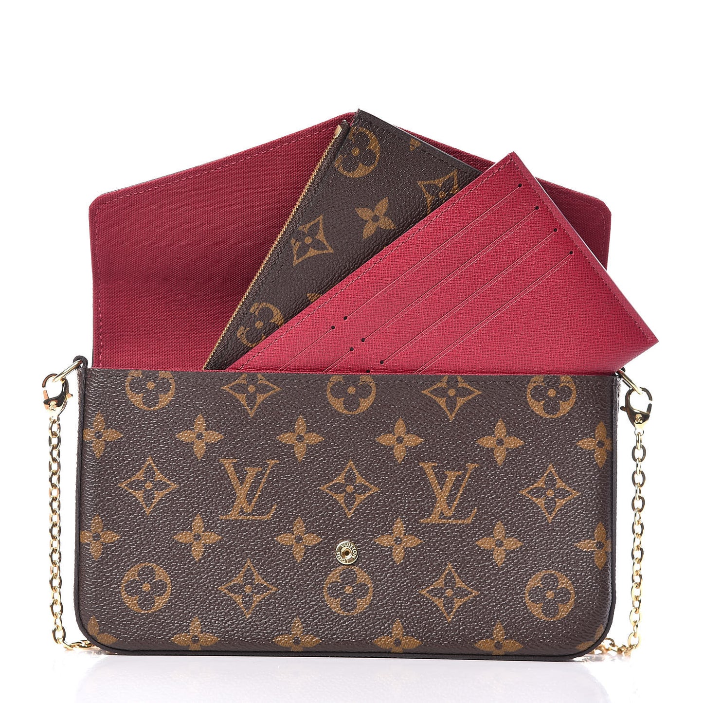 Monogram Pochette Felicie Chain Wallet Fuchsia