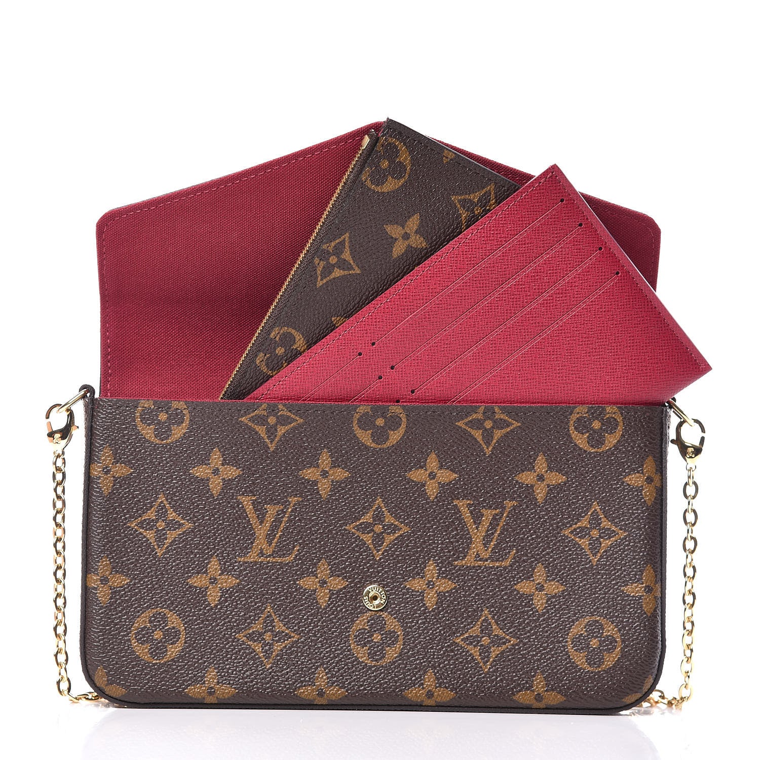 Louis Vuitton Monogram Pochette Felicie Chain Wallet Fuchsia 10 of 13