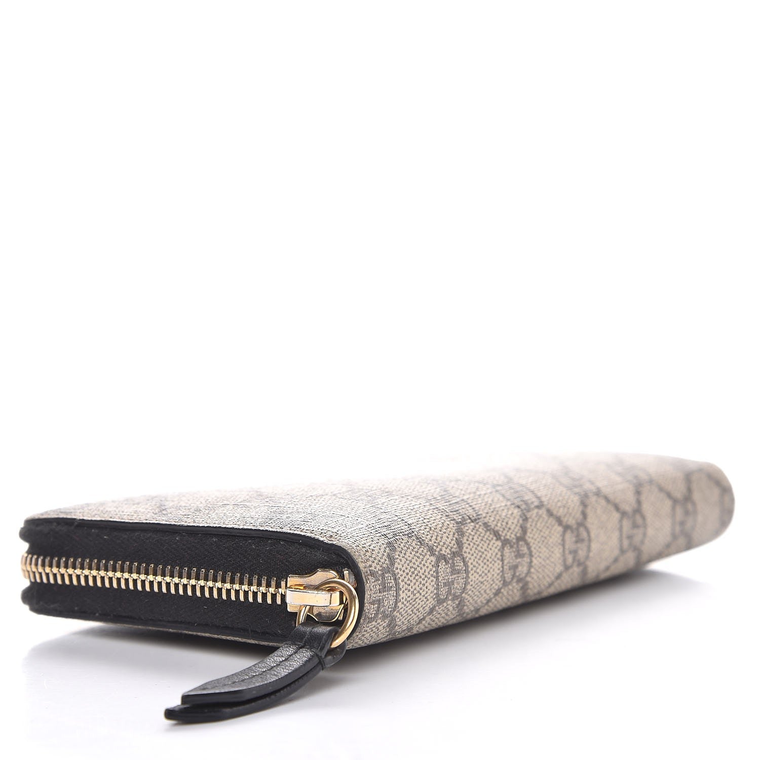 Gucci GG Supreme Monogram Moon Calfskin Zip Around Wallet Beige Ebony Black 4 of 9