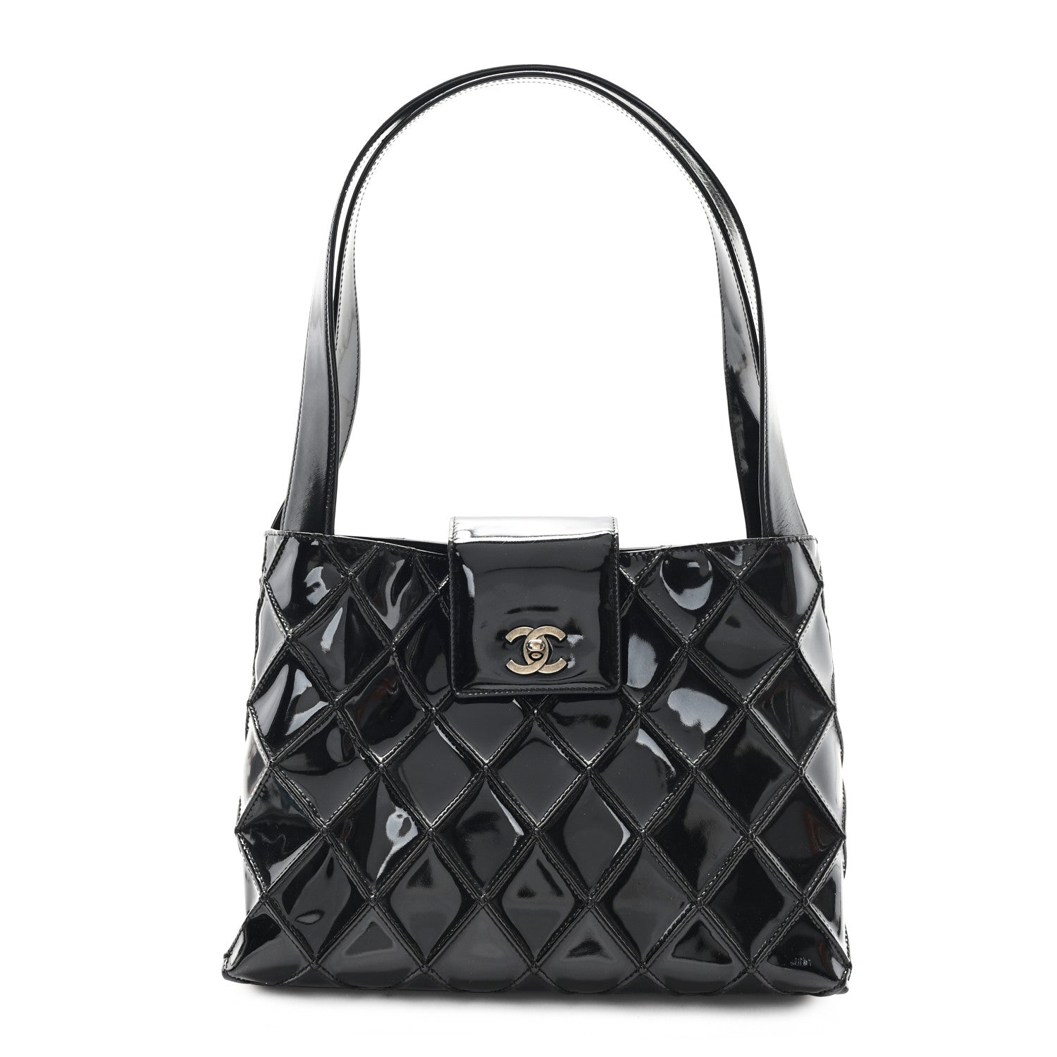 Chanel Patent Quilted Shoulder Bag Black 1 of 13