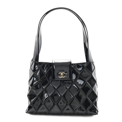 Chanel Patent Quilted Shoulder Bag Black 1 of 13