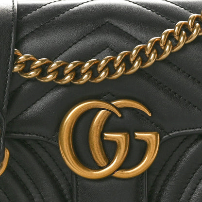Gucci Calfskin Matelasse Mini GG Marmont Shoulder Bag Black 7 of 9