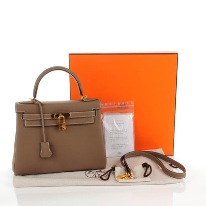 Hermes Togo Kelly Retourne 28 Etoupe 7 of 26