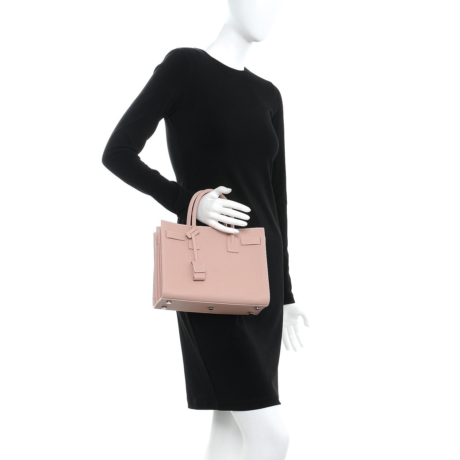 Saint Laurent Grained Calfskin Topstich Baby Sac De Jour Antique Rose 3 of 8