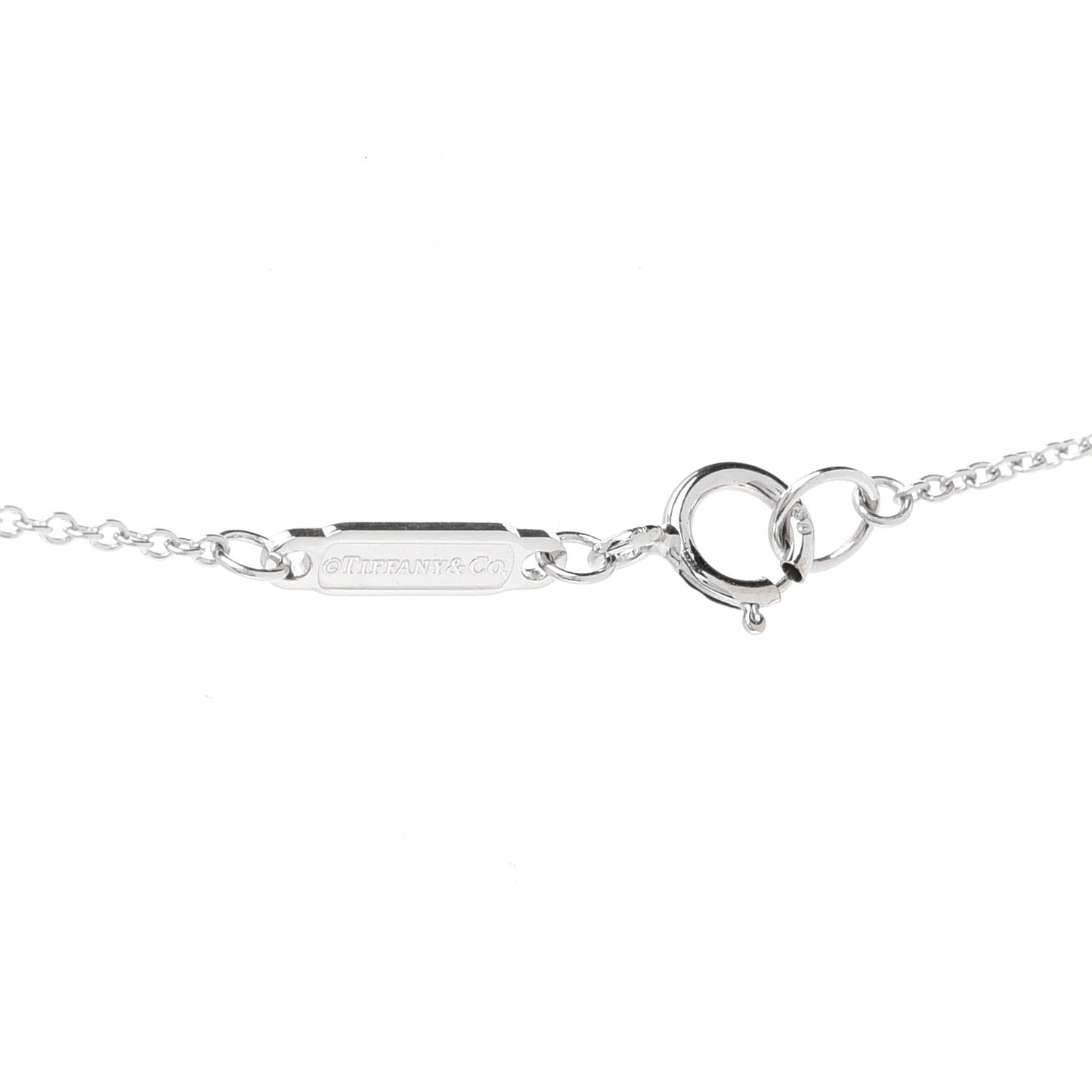 18K White Gold Diamond Tiffany T Baguette Pendant Necklace